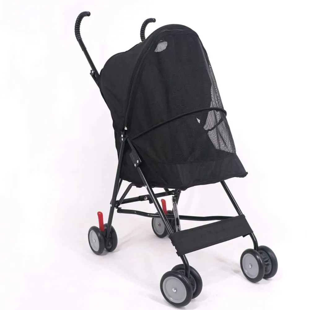 Medium Small Pet Stroller Cart, Folding Dog Cat Travel Puppy Jogger Trolley Carrier, Max Loading 10kg, Front Swivel Wheels and Rear Brake