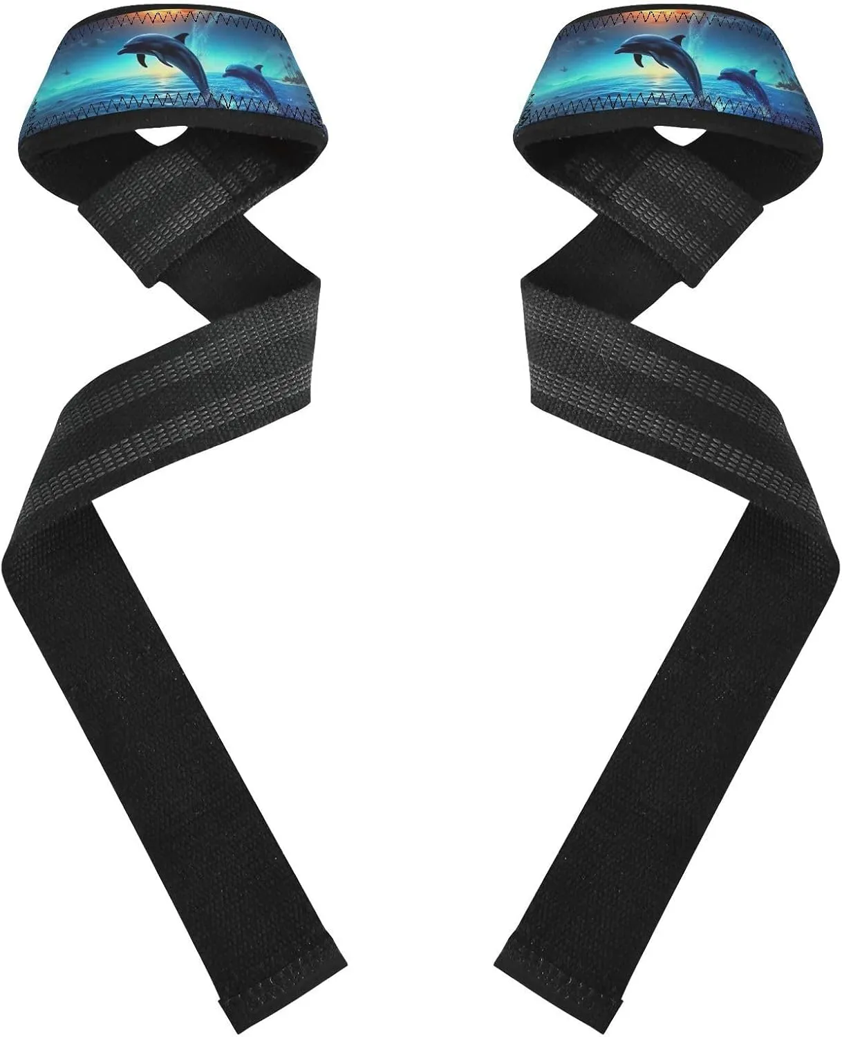 Nander Dolphins Jumping Wrist Straps for Weightlifting,Lifting Straps with Neoprene Cushioned Wrist Padded and Anti-Skid Silicone for Strength Training,Bodybuilding,Deadlifting