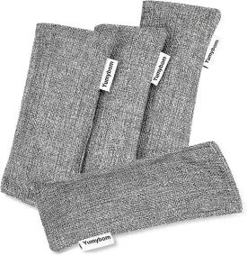 Natural Activated Bamboo Charcoal Bags 4 Pack, Home Air Purifying Bag, Car Odor Eliminator, Shoe Deodorizer, Closets Odor Absorber