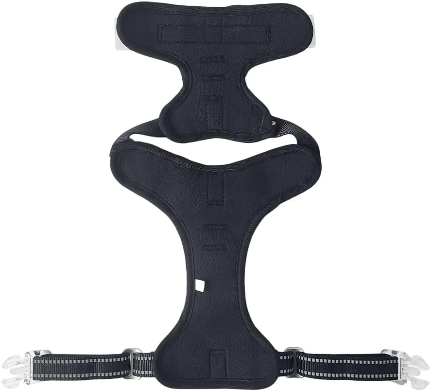 OUT'N WILD Quality No-Pull Dog Harness with 2 Leash Clips. Adjustable Soft Padded Reflective No-Choke Pet Oxford Vest, Easy Control Handle, Premium Transparent Buckles and Perl Nickel Hardware:Black/M