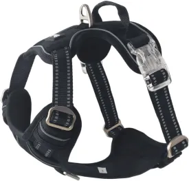 OUT'N WILD Quality No-Pull Dog Harness with 2 Leash Clips. Adjustable Soft Padded Reflective No-Choke Pet Oxford Vest, Easy Control Handle, Premium Transparent Buckles and Perl Nickel Hardware:Black/M