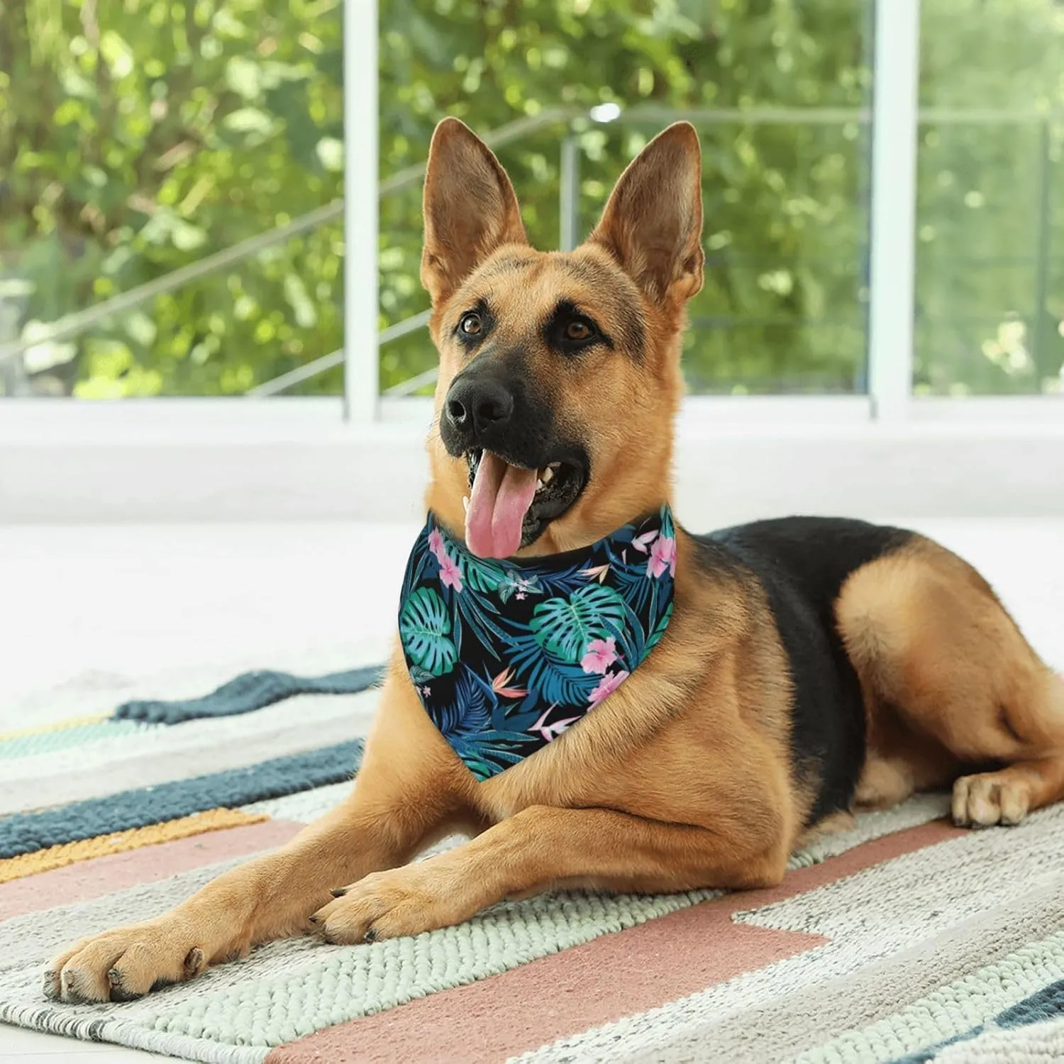 Palm Leaves Flower Tropical Dog Bandana Scarf Triangle Bibs Pet Accessories Cat Kerchief