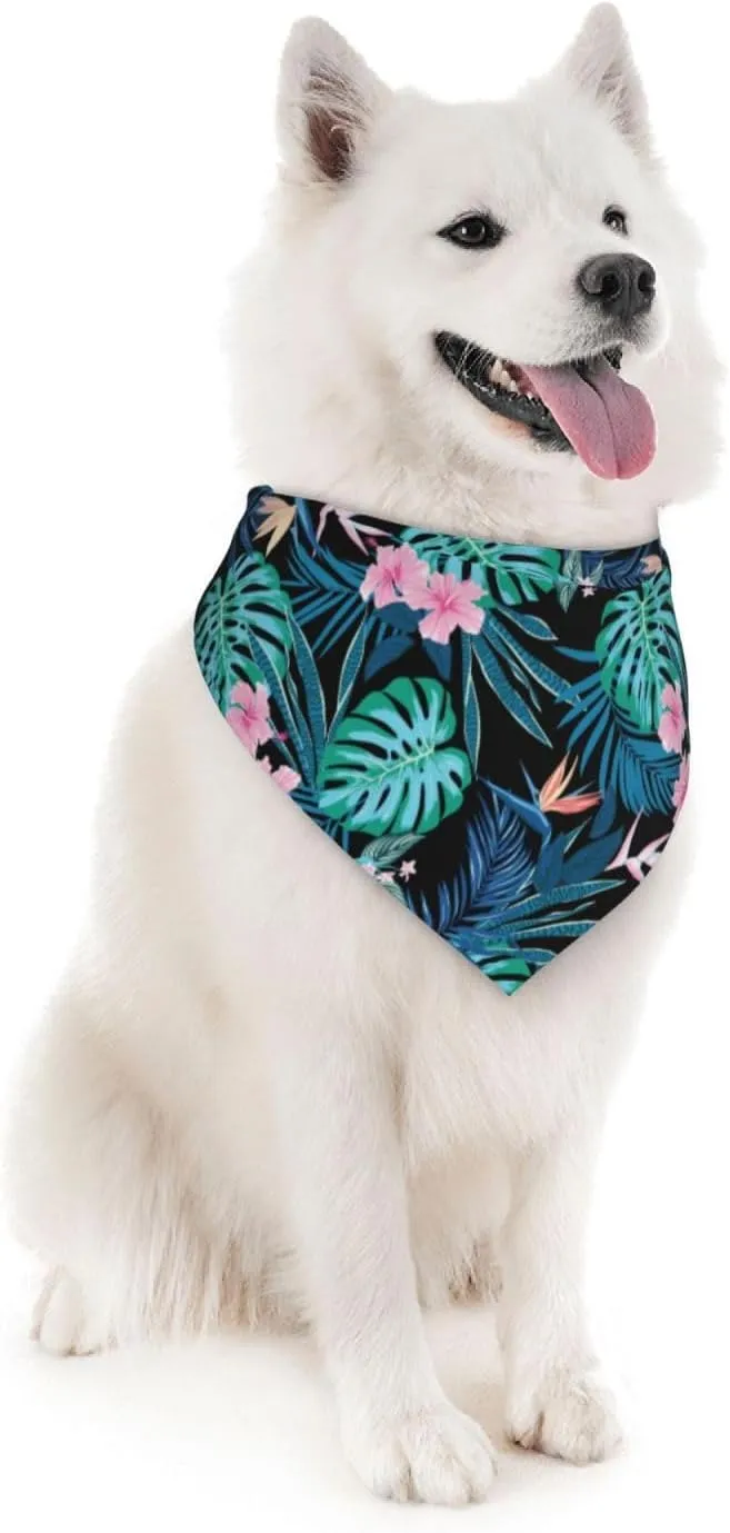 Palm Leaves Flower Tropical Dog Bandana Scarf Triangle Bibs Pet Accessories Cat Kerchief