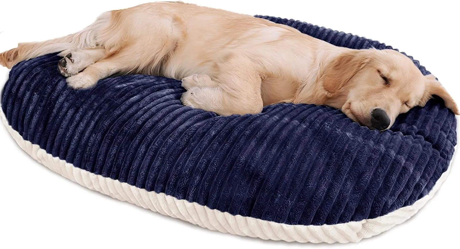 Patas Lague Reversible Orthopedic XL Dog Bed for Large Dogs 36''x24'', Memory Foam Supportive Therapy Fillings Deep Sleep Pet Beds with Removable Cover Soft Warm Washable Cat Cuddler Bed Navy Blue
