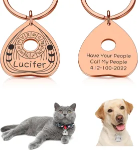Personalized Goth Dog Tag -Engraved Cat Tag, Stainless Steel Pet ID Tags for Dogs Cat, Pet Identification ID Tags Spooky Collar Charm, Small Large Dog Tag, Halloween Style, Moon Phrase