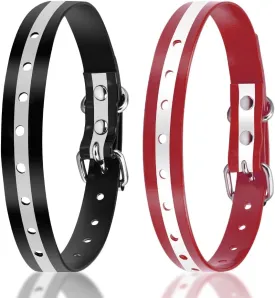 PetJoy Dog Collars Strap, Replacement Collar for Shock Reflective Collar, Adjustable Classic Dog Collar Strap for All Varieties Small Medium Large Dogs (Black & Red)
