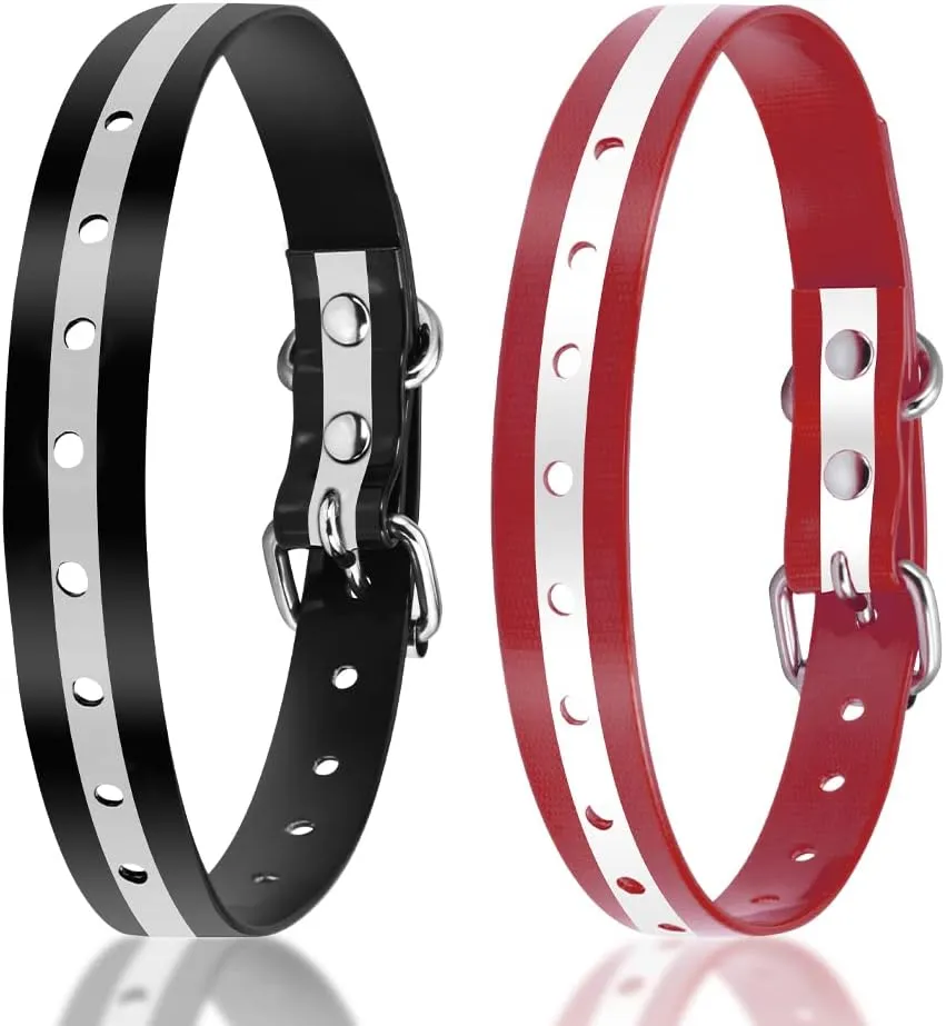 PetJoy Dog Collars Strap, Replacement Collar for Shock Reflective Collar, Adjustable Classic Dog Collar Strap for All Varieties Small Medium Large Dogs (Black & Red)