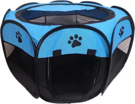 Portable Pet Playpen,Foldable Dog Playpen for Dogs and Cats,Rabbits,Pet Exercise Pet Tents Indoor Outdoor Use (S(28.7" x 28.7" x 16"), Blue)