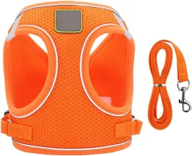 Puppy Harness and Leash Set, Escape Proof Dog Cat Vest Harness for Cats Small Medium Dogs, Adjustable Reflective Step in Harness,Soft Mesh Comfort Fit No Pull No Choke (Medium(13.7"-15.7"), Orange)