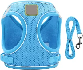 Puppy Harness and Leash Set, Escape Proof Dog Cat Vest Harness for Cats Small Medium Dogs, Adjustable Reflective Step in Harness,Soft Mesh Comfort Fit No Pull No Choke (Small(11.8"-13.3"), Blue)