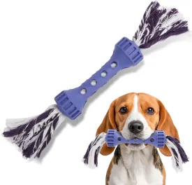 Purple Dog Toy for Small Breeds  Natural Rubber Chew & Tug Toy with Rope Core, 6.15 Puppy Teething Toy for Anxiety Relief, Interactive Fetch & Dental Cleaning for Puppies Under 40 lbs