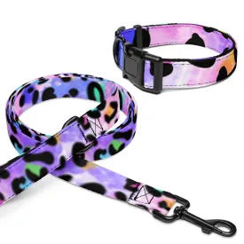 Rainbow Leopard Pet collar & leash