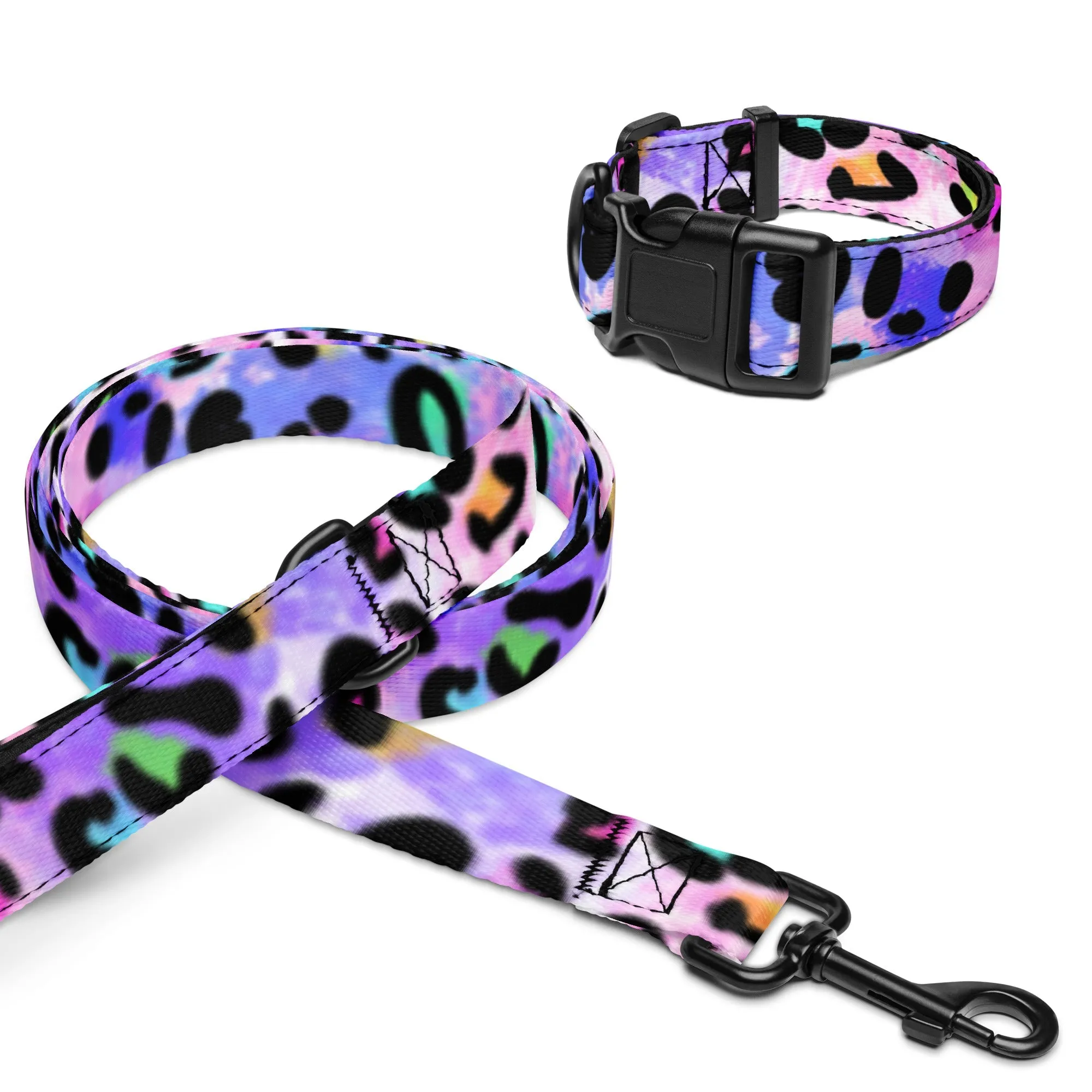 Rainbow Leopard Pet collar & leash
