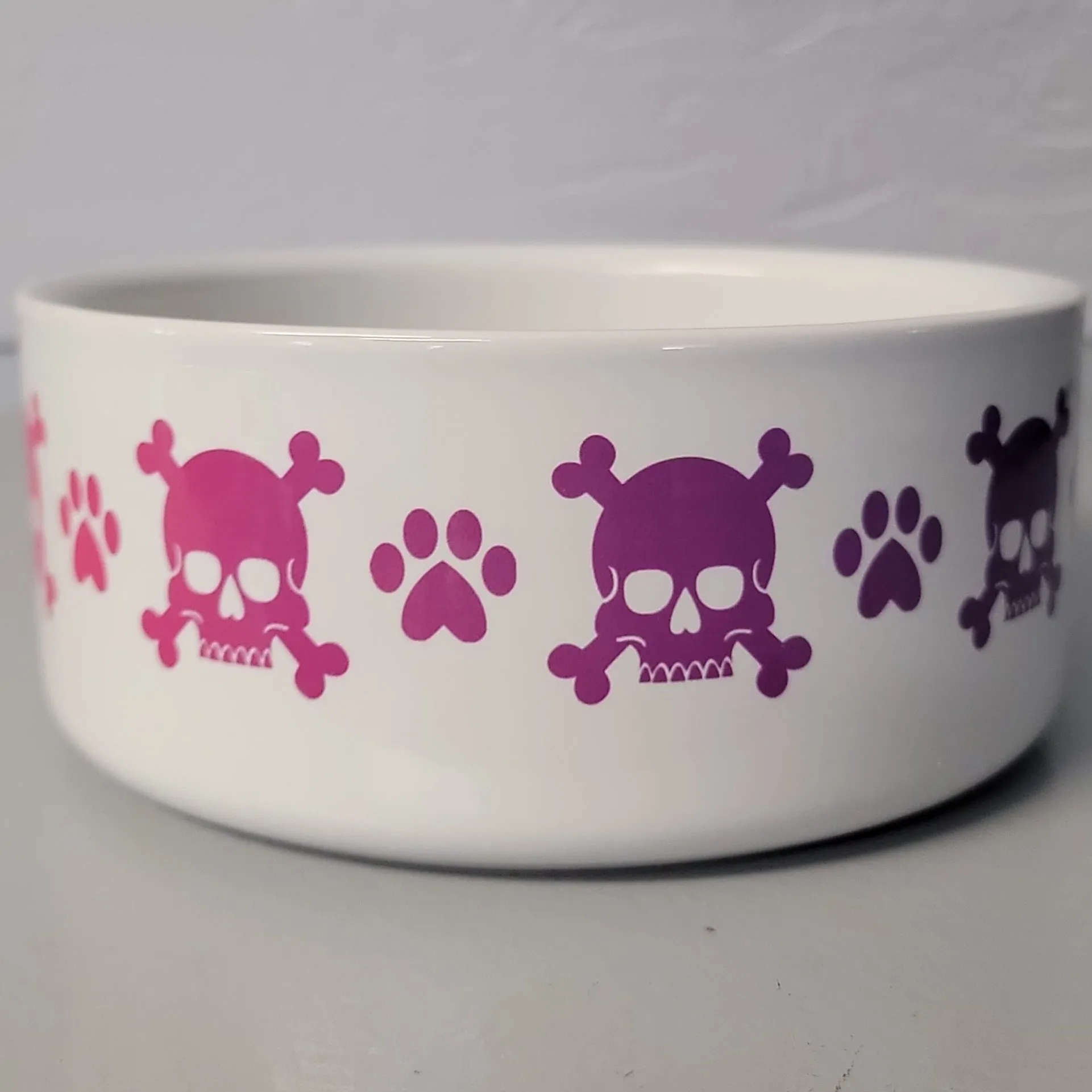Rainbow Skull & Crossbones Bowl - White Background