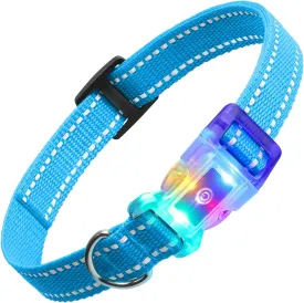 Rechargeable LED Dog Collar Suit for Small Large Dog, Dazzling Glow-in-The-Dark Light Collar, Prevent Traffic Accident Anti-Stampede Pet Supplies Glowing Collar (Blue)