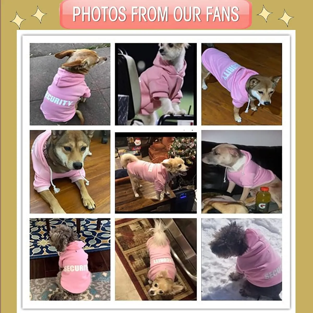 Security Dog Hoodies Dog Clothes Apparel Winter Sweatshirt Warm Sweater Cotton Puppy Small Dog Hoodie for Small Dog Medium Large Dog Cat (Pink, XXXL)