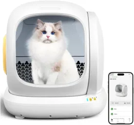 Smart Automatic Self-Cleaning Cat Litter Box, APP Control/Integrated Safety Protection (White)