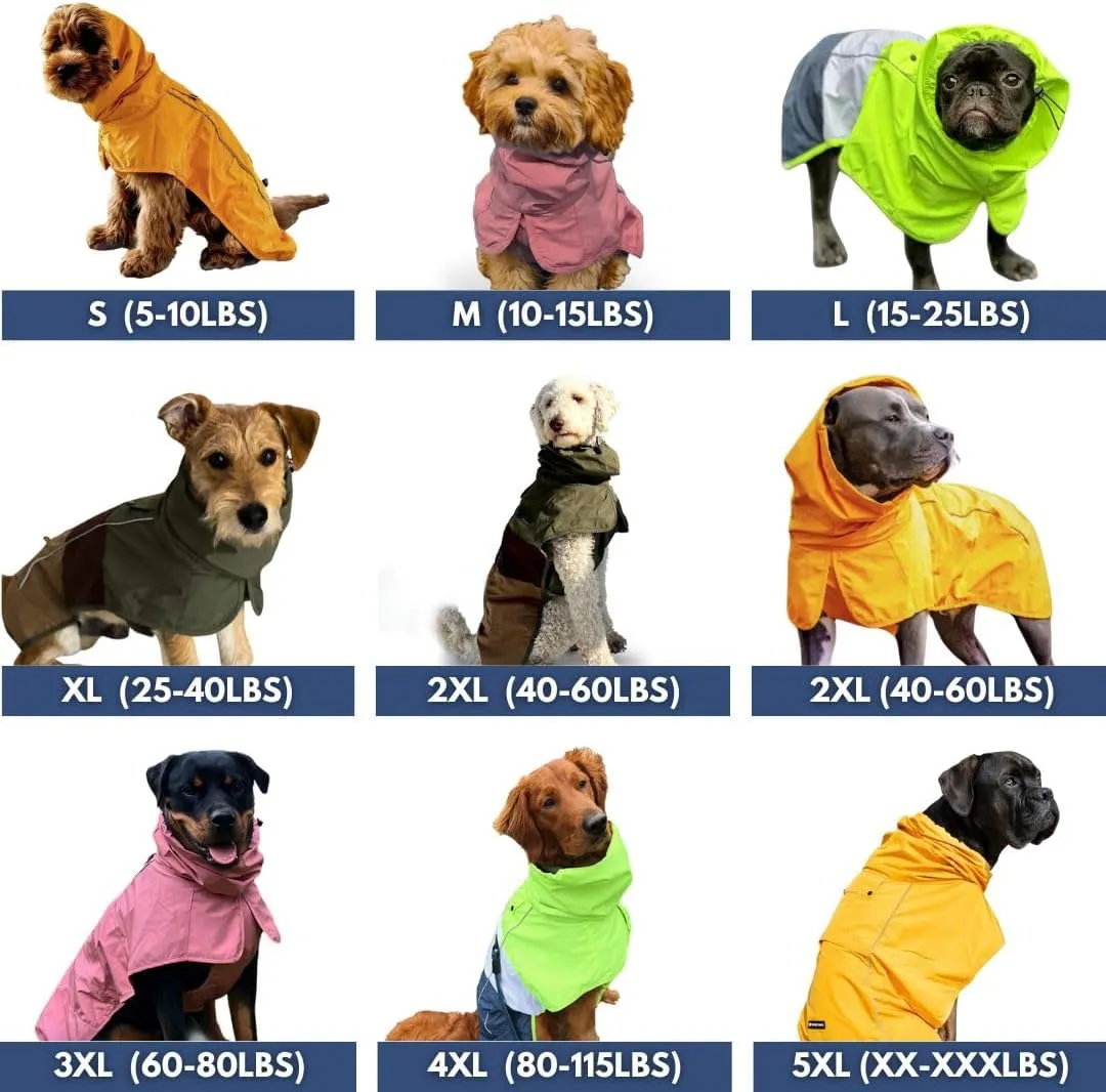 Spark Paws Dog Raincoat, Waterproof Windproof Rain Jacket, for Small Medium Large Extra Large Dogs, Reflective Breathable Full-Body Coverage Dry Suit - Purple - S