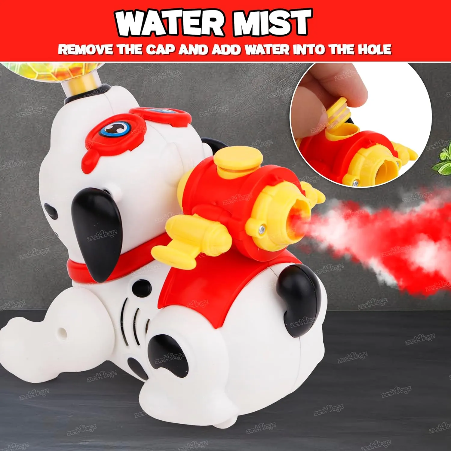 Spray Dog Toy with 360° Spin, Light & Sound