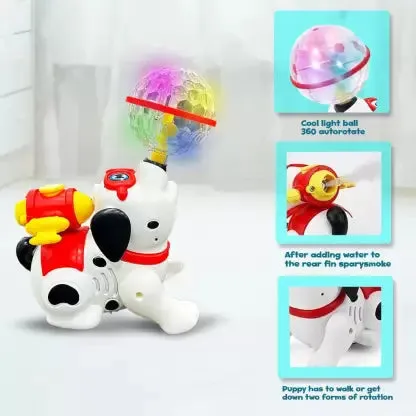 Spray Dog Toy with 360° Spin, Light & Sound