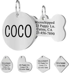 Ultra Joys Personalized Dog Tags - Front and Back Custom Engraved ID for Pets - Stainless Steel Cat Tags - Round in Silver, Large