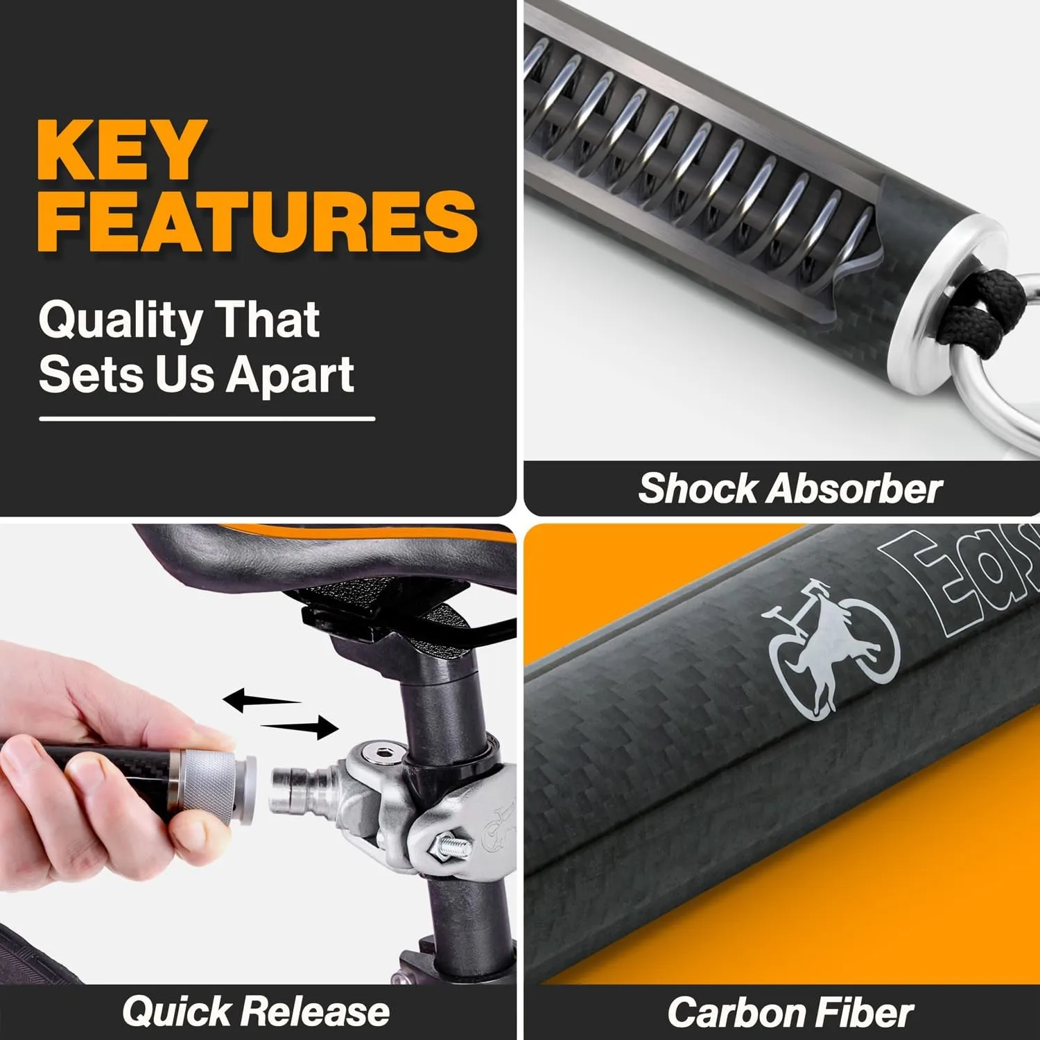 V2.0-180 Rotating Dog Bike Leash - with Shock Absorbers and Quick Attach Mechanism | Carbon Fiber | Detachable, Adjustable for The Smoothest Ride- Patent Pending (Black)