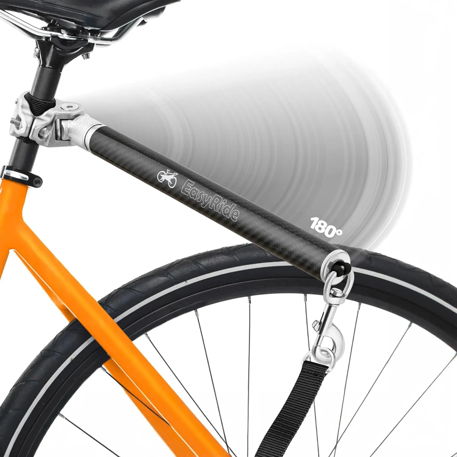 V2.0-180 Rotating Dog Bike Leash - with Shock Absorbers and Quick Attach Mechanism | Carbon Fiber | Detachable, Adjustable for The Smoothest Ride- Patent Pending (Black)