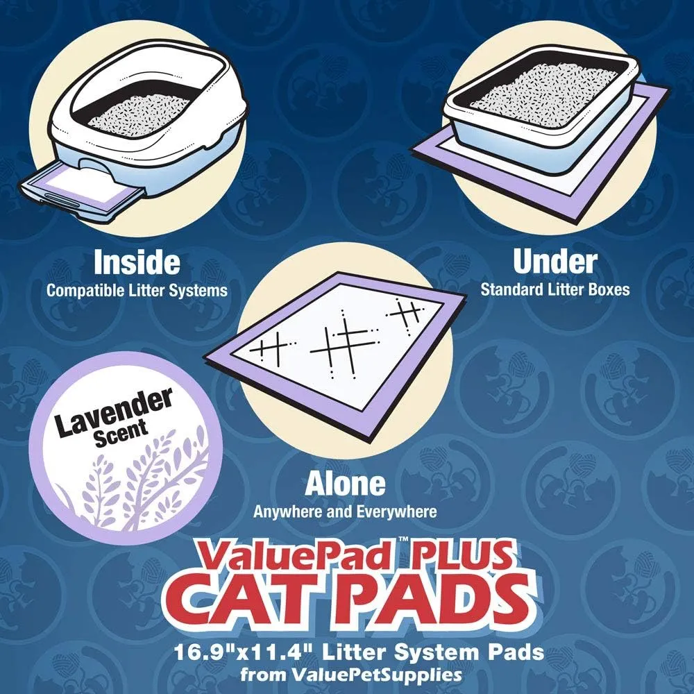 ValuePad Plus Cat Litter Pads, 16.9x11.4 Inch, Lavender Scent, 25 Count - Breeze Compatible Refills - Quick-Dry, Super Absorbent Gel Cat Pads