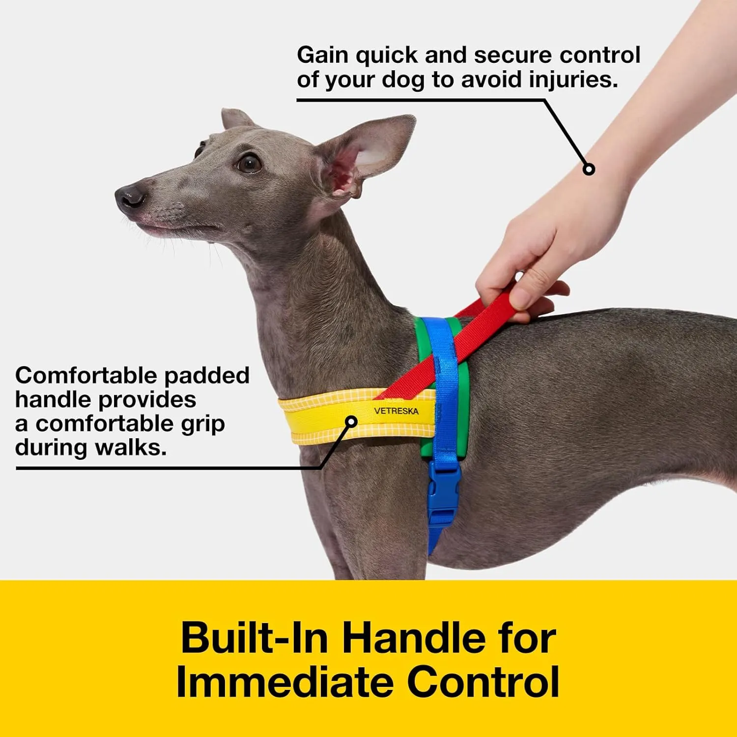VETRESKA MoMA Dog Harness and Leash Set, Easy Walk Dog Harness for Large Dogs, No Pull Puppy Harness for Walking and Training, Adjustable, Take Control & Anti-Twist Pet Lead Combo(Yellow, L)
