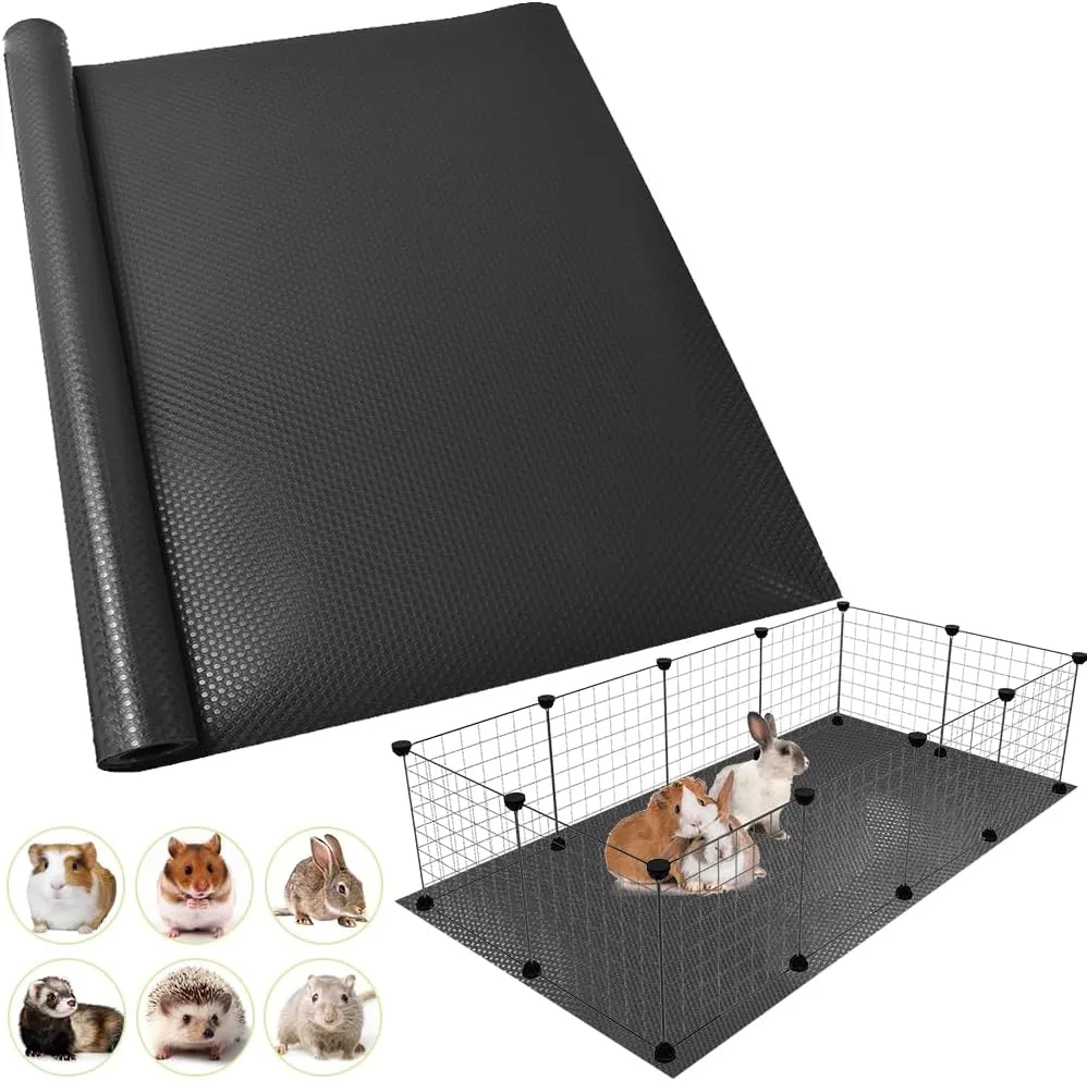 Washable Guinea Pig Bedding Cage Liner Waterproof Rabbit Bedding, Easily Cut to Suit Cage and Reusable Pads for Guinea Pigs, Rabbits, Hamsters, Gerbils, and Chinchillas,18"79",1pcs, Black Mat