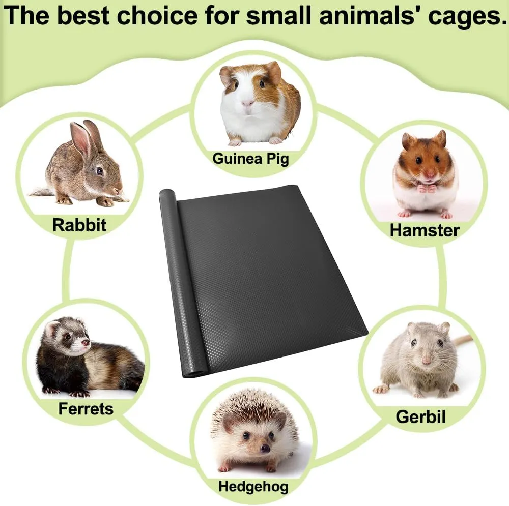 Washable Guinea Pig Bedding Cage Liner Waterproof Rabbit Bedding, Easily Cut to Suit Cage and Reusable Pads for Guinea Pigs, Rabbits, Hamsters, Gerbils, and Chinchillas,18"79",1pcs, Black Mat