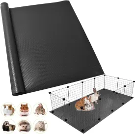 Washable Guinea Pig Bedding Cage Liner Waterproof Rabbit Bedding, Easily Cut to Suit Cage and Reusable Pads for Guinea Pigs, Rabbits, Hamsters, Gerbils, and Chinchillas,18"79",1pcs, Black Mat