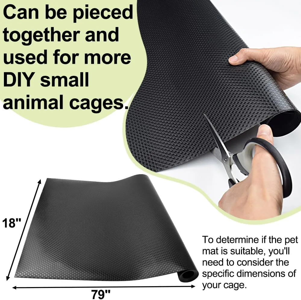 Washable Guinea Pig Bedding Cage Liner Waterproof Rabbit Bedding, Easily Cut to Suit Cage and Reusable Pads for Guinea Pigs, Rabbits, Hamsters, Gerbils, and Chinchillas,18"79",1pcs, Black Mat